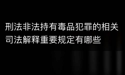 刑法非法持有毒品犯罪的相关司法解释重要规定有哪些