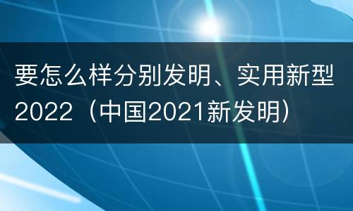 要怎么样分别发明、实用新型2022（中国2021新发明）