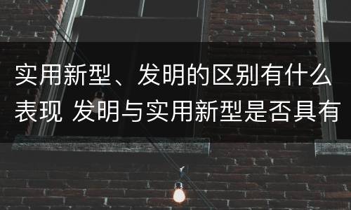 实用新型、发明的区别有什么表现 发明与实用新型是否具有实用性