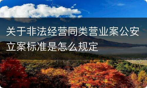 关于非法经营同类营业案公安立案标准是怎么规定