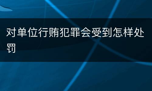 对单位行贿犯罪会受到怎样处罚