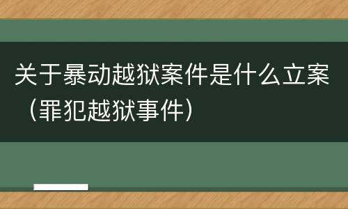 关于暴动越狱案件是什么立案（罪犯越狱事件）