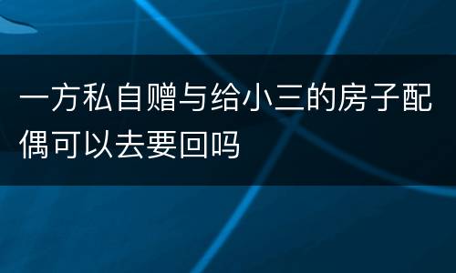 一方私自赠与给小三的房子配偶可以去要回吗