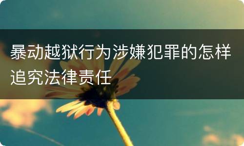 暴动越狱行为涉嫌犯罪的怎样追究法律责任