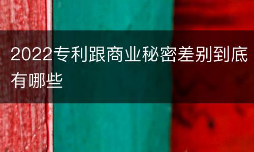 2022专利跟商业秘密差别到底有哪些