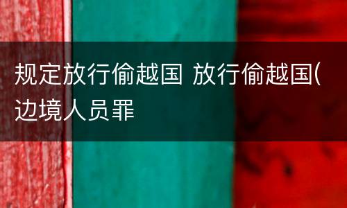 规定放行偷越国 放行偷越国(边境人员罪