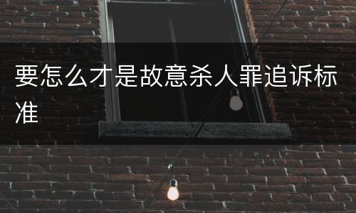 要怎么才是故意杀人罪追诉标准
