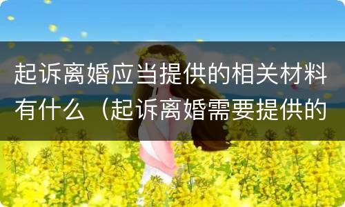 起诉离婚应当提供的相关材料有什么（起诉离婚需要提供的材料）