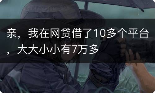 亲，我在网贷借了10多个平台，大大小小有7万多