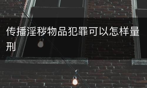 传播淫秽物品犯罪可以怎样量刑