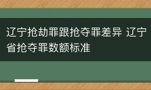 辽宁抢劫罪跟抢夺罪差异 辽宁省抢夺罪数额标准