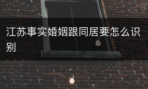 江苏事实婚姻跟同居要怎么识别