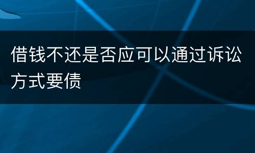 借钱不还是否应可以通过诉讼方式要债