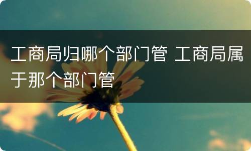 工商局归哪个部门管 工商局属于那个部门管