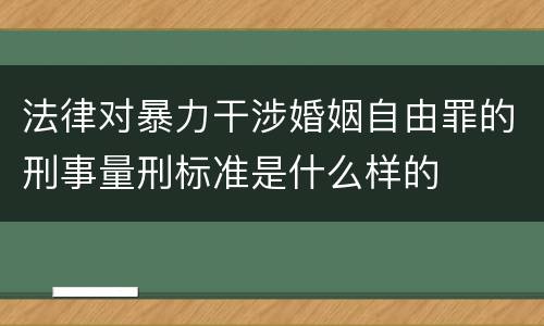 法律对暴力干涉婚姻自由罪的刑事量刑标准是什么样的