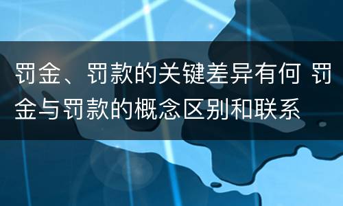 罚金、罚款的关键差异有何 罚金与罚款的概念区别和联系