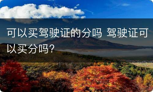 可以买驾驶证的分吗 驾驶证可以买分吗?