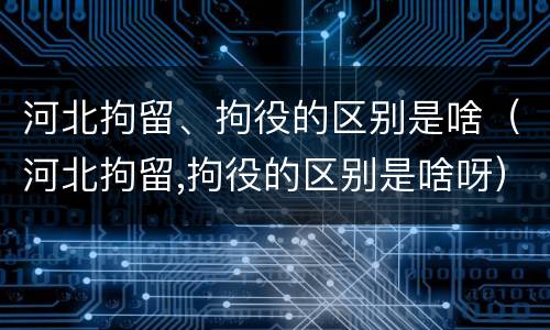 河北拘留、拘役的区别是啥（河北拘留,拘役的区别是啥呀）