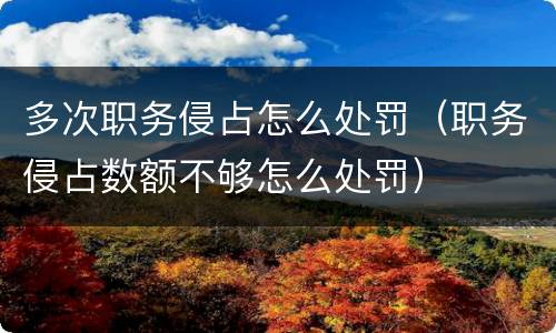 多次职务侵占怎么处罚（职务侵占数额不够怎么处罚）