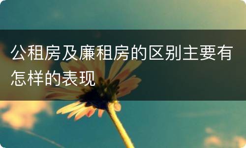 公租房及廉租房的区别主要有怎样的表现