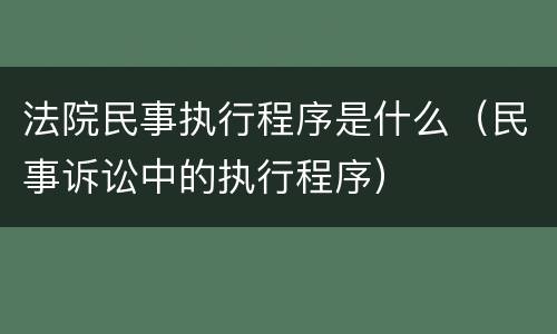 法院民事执行程序是什么（民事诉讼中的执行程序）