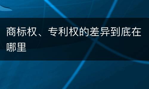 商标权、专利权的差异到底在哪里