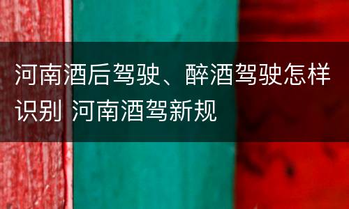 河南酒后驾驶、醉酒驾驶怎样识别 河南酒驾新规