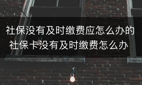 社保没有及时缴费应怎么办的 社保卡没有及时缴费怎么办