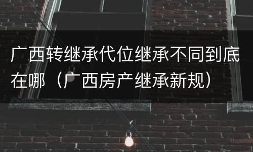 广西转继承代位继承不同到底在哪（广西房产继承新规）