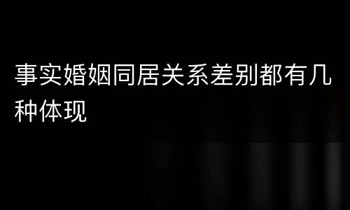 事实婚姻同居关系差别都有几种体现