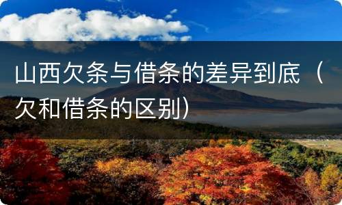 山西欠条与借条的差异到底（欠和借条的区别）