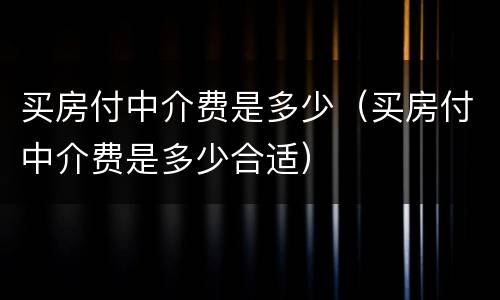 买房付中介费是多少（买房付中介费是多少合适）