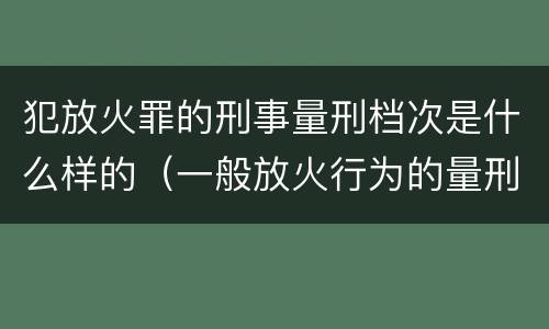 犯放火罪的刑事量刑档次是什么样的（一般放火行为的量刑）