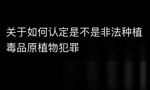 关于如何认定是不是非法种植毒品原植物犯罪