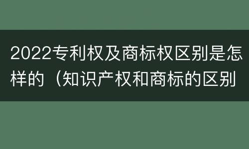 2022专利权及商标权区别是怎样的（知识产权和商标的区别）