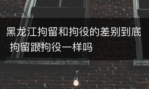 黑龙江拘留和拘役的差别到底 拘留跟拘役一样吗