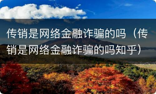 传销是网络金融诈骗的吗（传销是网络金融诈骗的吗知乎）