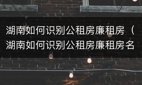 湖南如何识别公租房廉租房（湖南如何识别公租房廉租房名单）