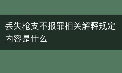 丢失枪支不报罪相关解释规定内容是什么