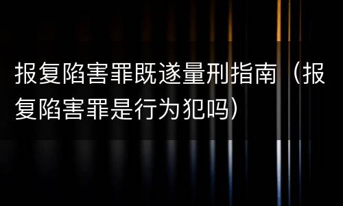 报复陷害罪既遂量刑指南（报复陷害罪是行为犯吗）