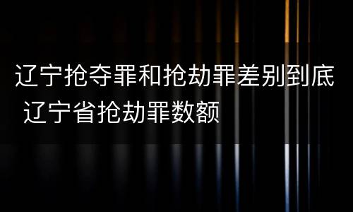 辽宁抢夺罪和抢劫罪差别到底 辽宁省抢劫罪数额