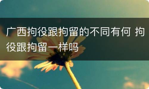 广西拘役跟拘留的不同有何 拘役跟拘留一样吗