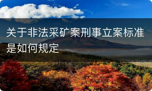 关于非法采矿案刑事立案标准是如何规定
