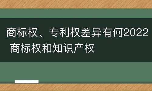 商标权、专利权差异有何2022 商标权和知识产权