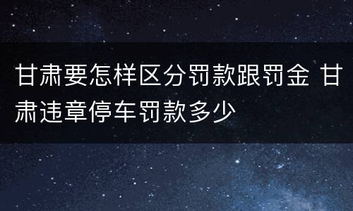 甘肃要怎样区分罚款跟罚金 甘肃违章停车罚款多少
