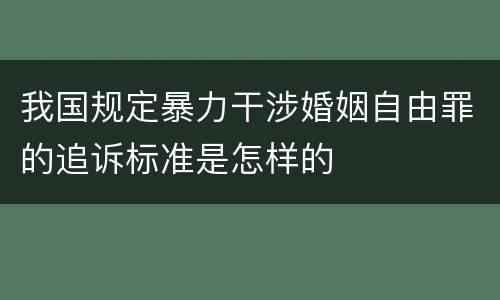 我国规定暴力干涉婚姻自由罪的追诉标准是怎样的