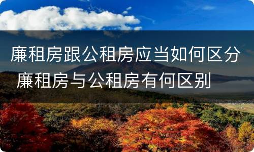 廉租房跟公租房应当如何区分 廉租房与公租房有何区别
