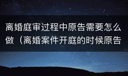 离婚庭审过程中原告需要怎么做（离婚案件开庭的时候原告应该怎么陈述）