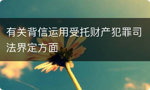 有关背信运用受托财产犯罪司法界定方面