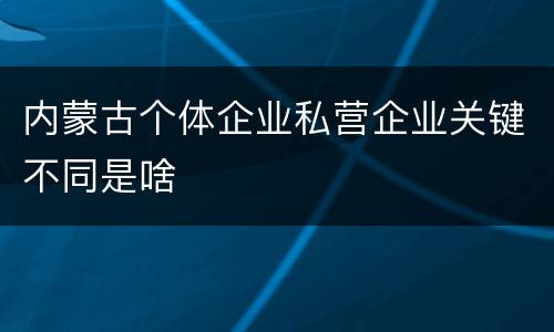内蒙古个体企业私营企业关键不同是啥